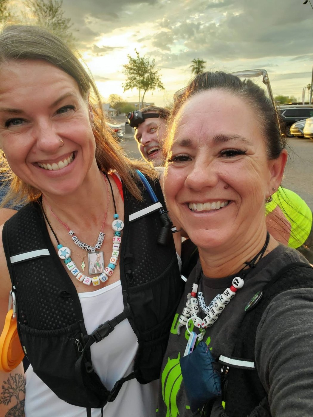 Christin and her sister at a Hash House Harriers run